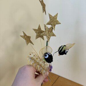 Vintage Chenille Bumble Bee Pipe Cleaner Craft Picks Glitter Stars & Butterfly